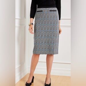 Talbots Classic Blue and Black Plaid Pencil Skirt, NWOT